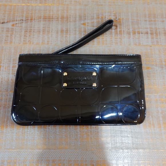 Vintage Kate Spade Black Patent Leather Wristlet - Picture 1 of 4